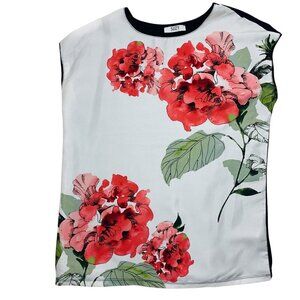 sleeveless t-shirt women with bold floral print size small SUZY SHIER